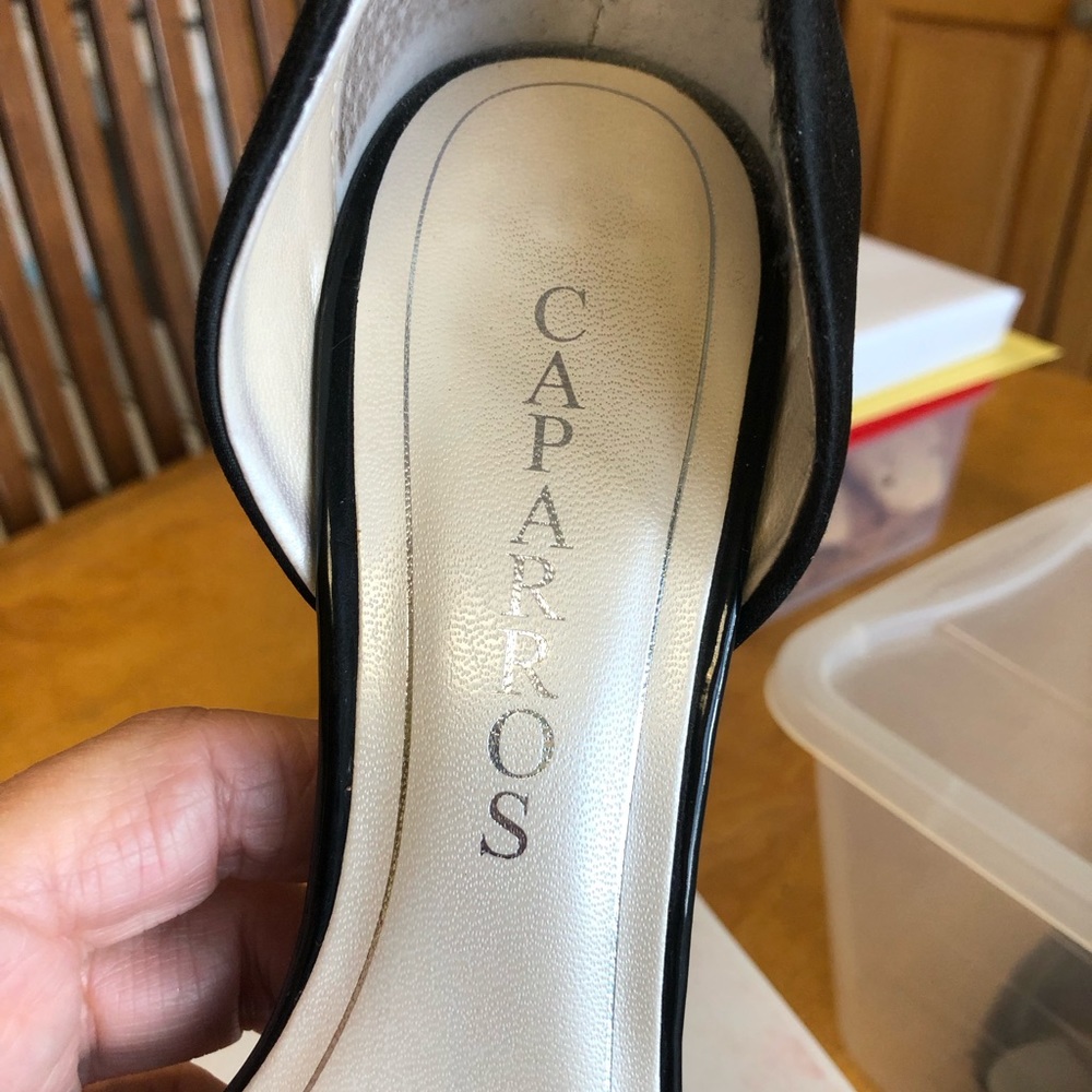 Black peau de soir dressy heels 3 inch’s